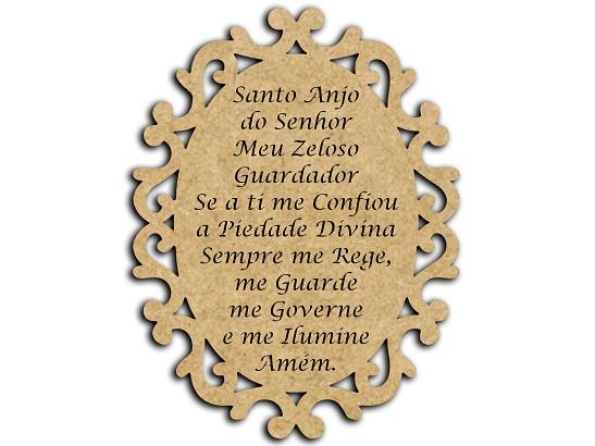 Placa Arabesco Oração Santo Anjo