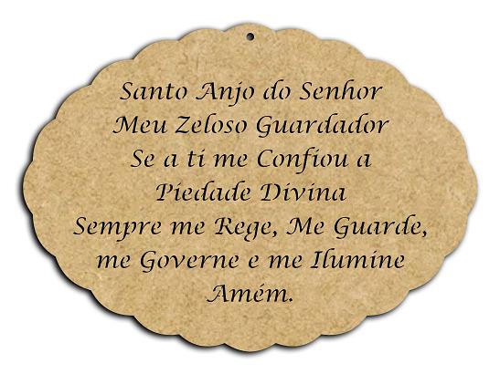 Placa Oval Oração Santo Anjo