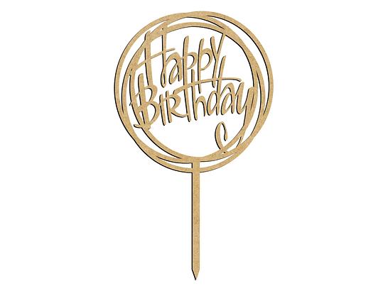 Placa Happy Birthday Redonda